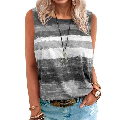 2021 New Summer  Women Clothing  Gradient Contrast Vest T-shirt for